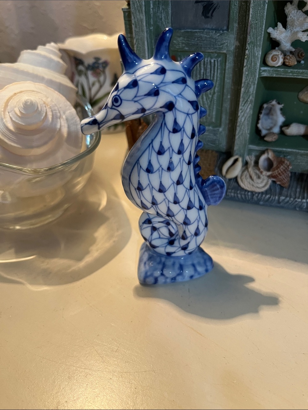 Andrea Sadek VTG Handpainted Seahorse Porcelain Figurine Rare